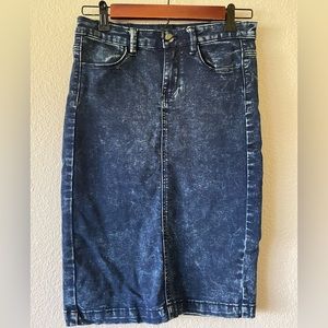 F21 Acid Wash Pencil Skirt